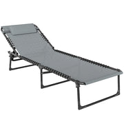 Sdraio pieghevole copertura traspirante telaio in metallo 189 x 58 x 30 cm grigio