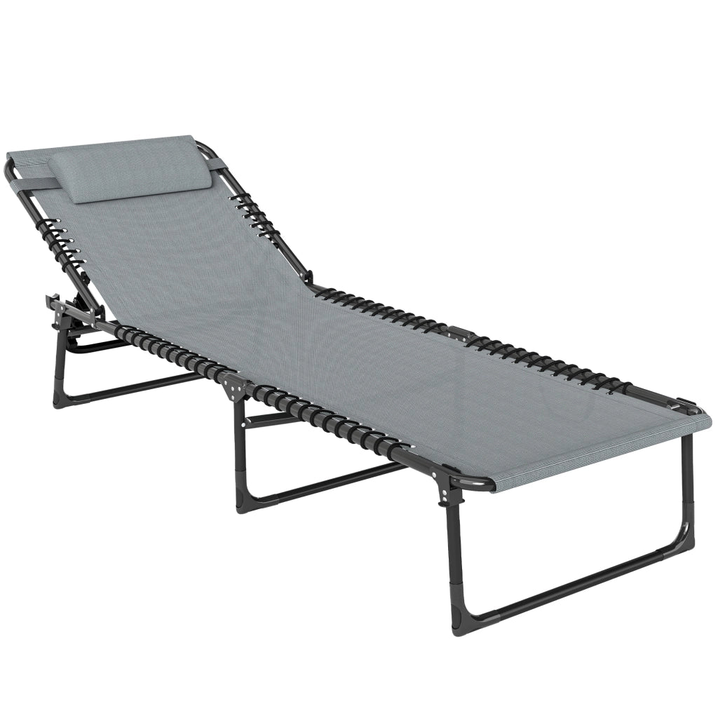 Sdraio pieghevole copertura traspirante telaio in metallo 189 x 58 x 30 cm grigio