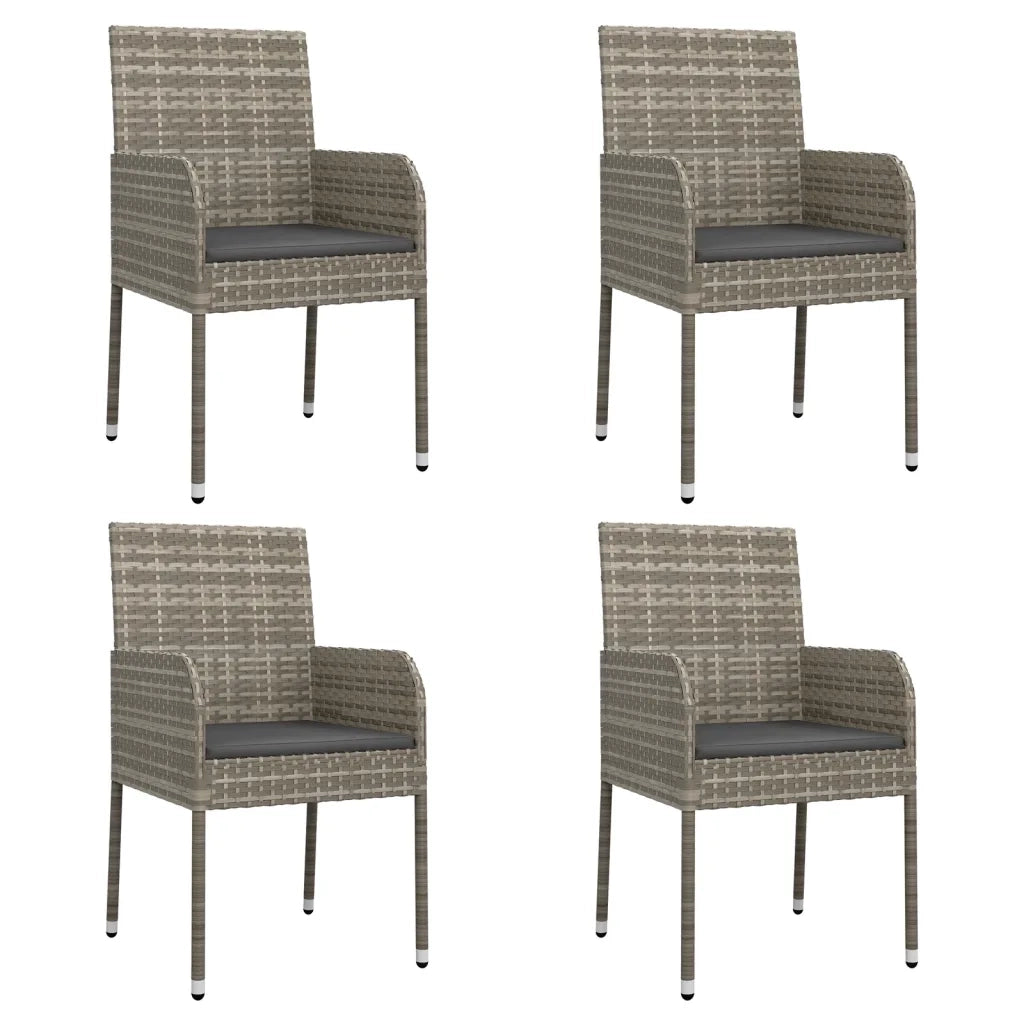 Sedie da Giardino con Cuscini 4 pz in Polyrattan Grigie 319888