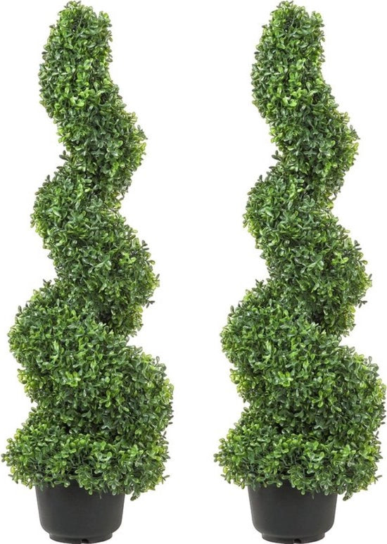 Pianta di Buxus Artificiale - 2 Pezzi - Spirale - per Interno e Esterno