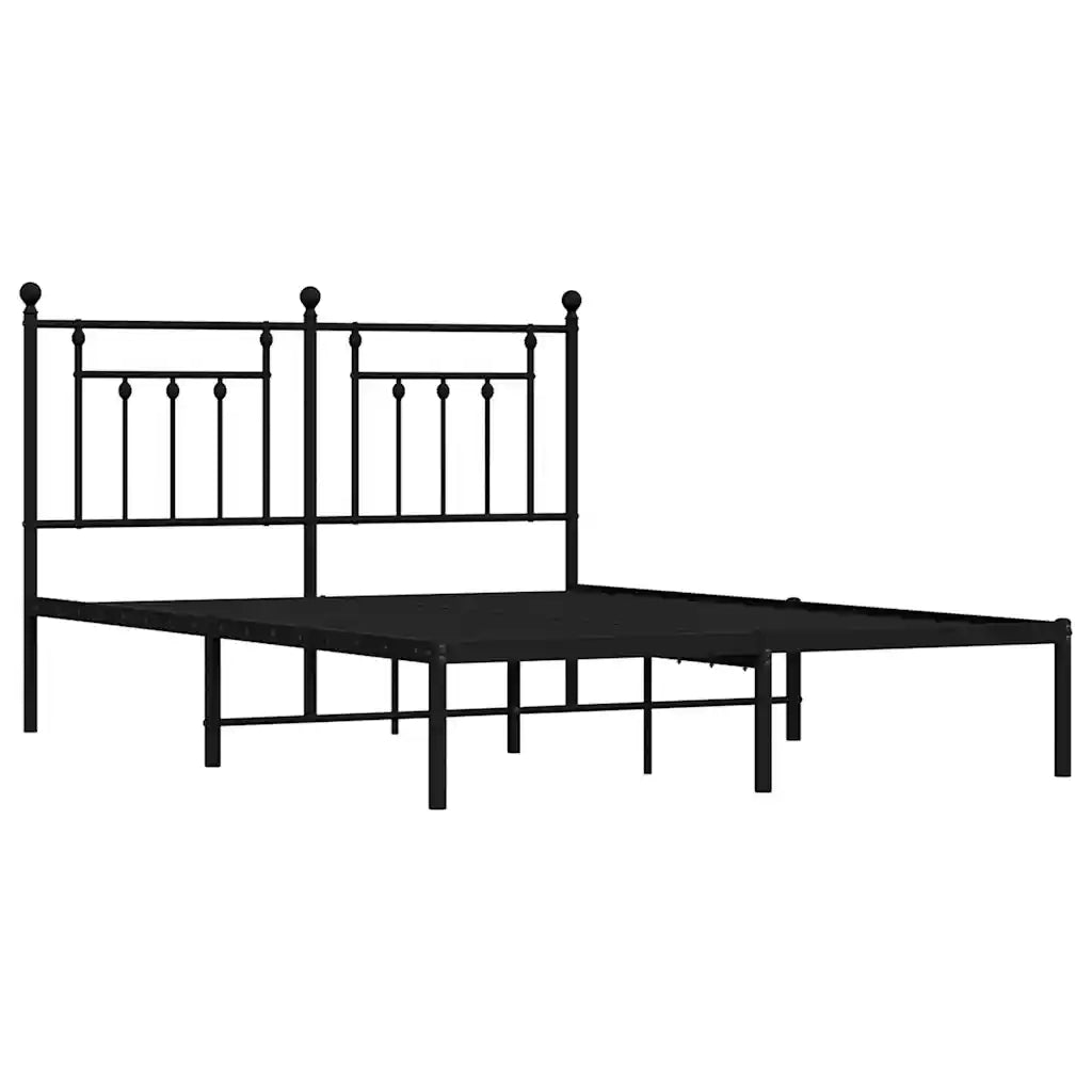 Giroletto con Testiera-Struttura Letto con testiera in Metallo Nero 140x200 cm 508099
