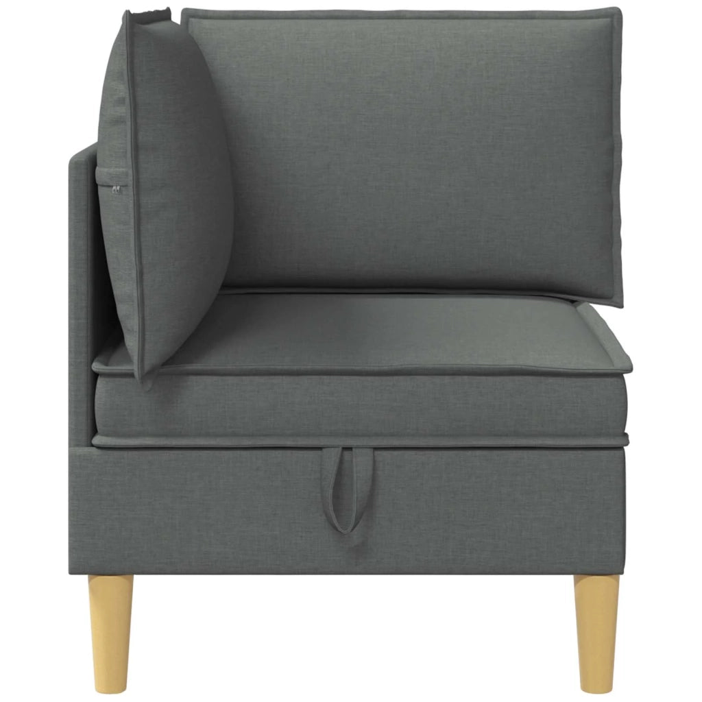 Divano ad Angolo con Storage Grigio Scuro Tessuto