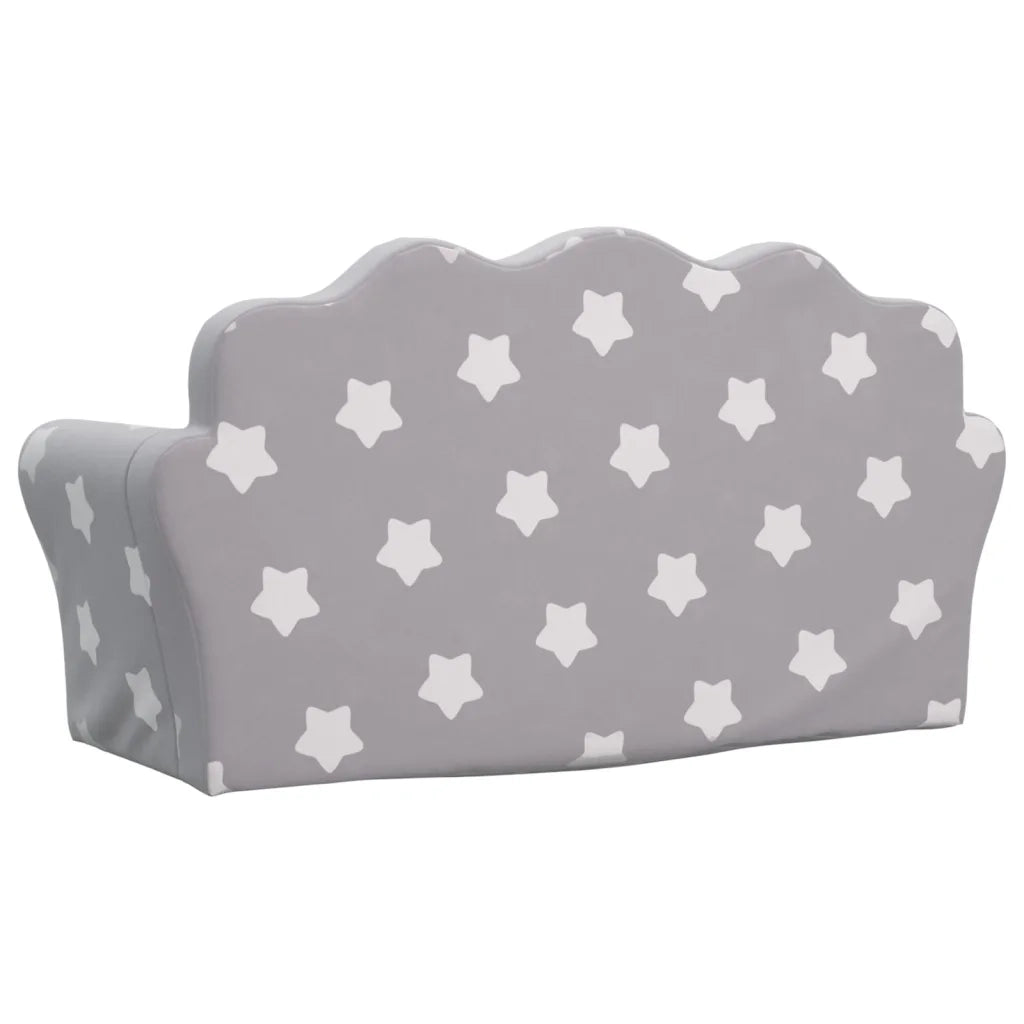 Divano letto | Sof¨¤ letto | Letto singolo Bambini a 2 Posti Grigio Chiaro con Stelle Peluche
