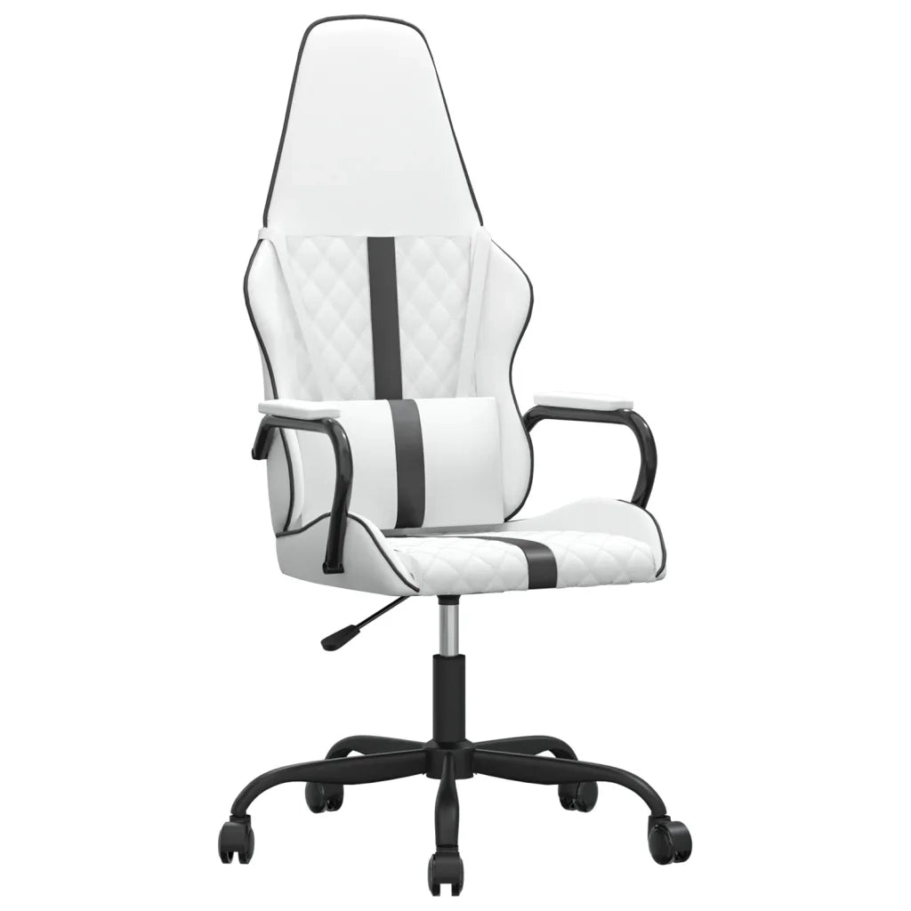 Sedia da Gaming | Sedia da e-sports Massaggiante Nera e Bianca in Similpelle