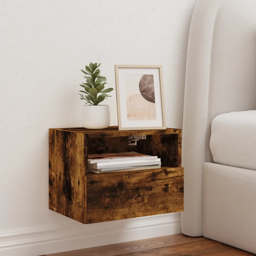 Mobile TV a Parete Rovere Fumo 40x30x30 cm in Legno Multistrato 836848