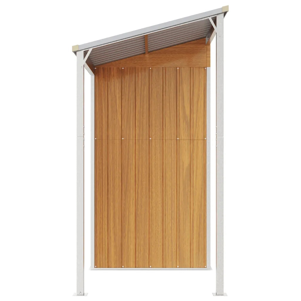 Capannone Tetto Esteso Marrone Chiaro 277x107x181cm Acciaio 364528