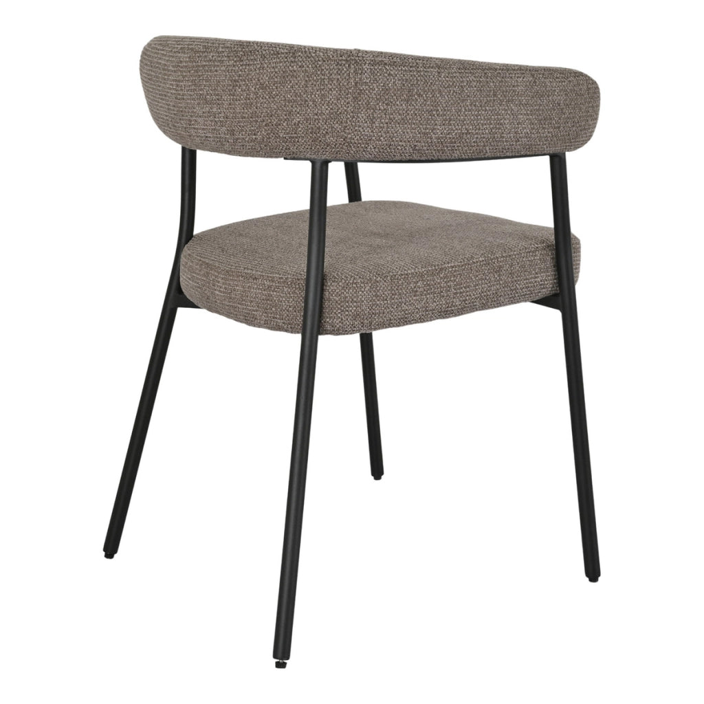 Set 2 sedie da pranzo Trivio in tessuto marrone con gambe in acciaio grigio