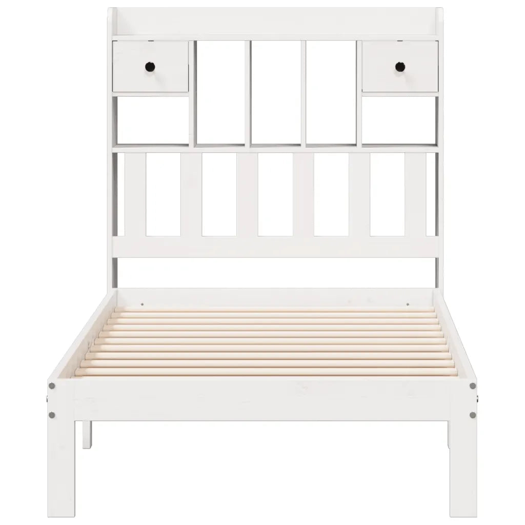 Letto Libreria senza Materasso Bianca 90x200 cm Legno di Pino 3322596