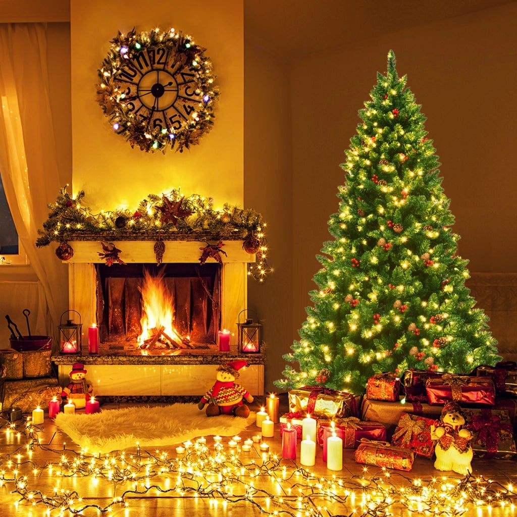 Albero di Natale 200 cm 1100 rami, Abete artificiale con base resistente di metallo