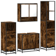 Set Mobili da Bagno | Armadio da bagno 4 pz Rovere Fumo in Legno Multistrato