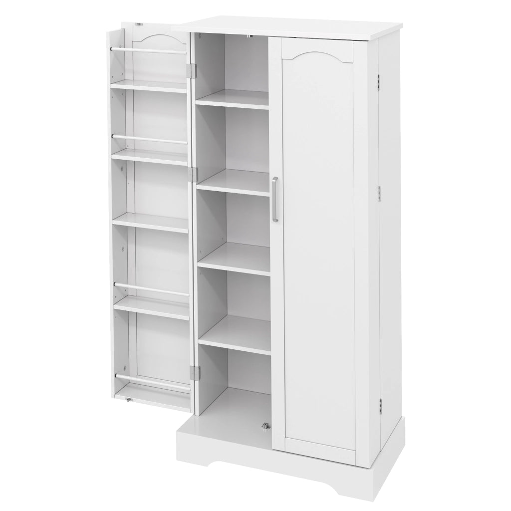 Mobile Dispensa 60x35x128 cm Bianco con LED Sensore; 2 Ante; Ripiani Regolabili e Sistema Antiribaltamento