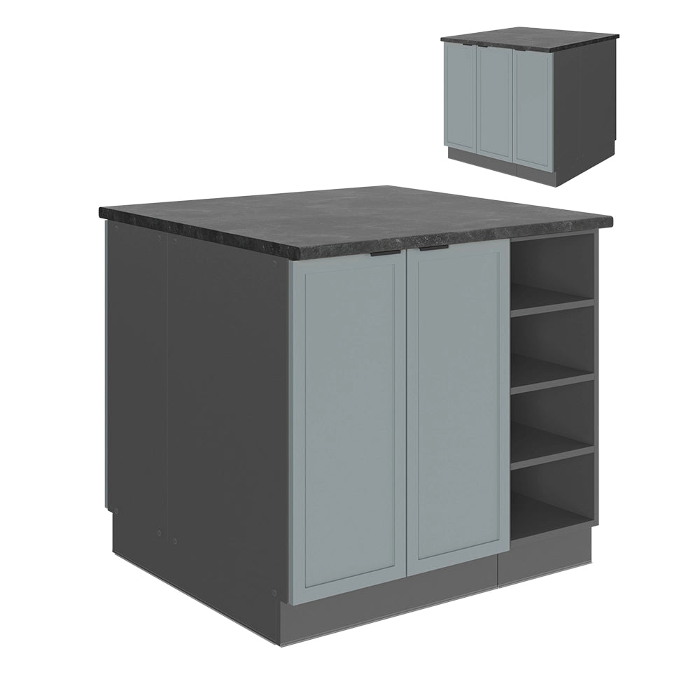 Isola cucina Fame-Line Blu-grigio chiaro/Antracite 90 cm senza piano di lavoro Vicco