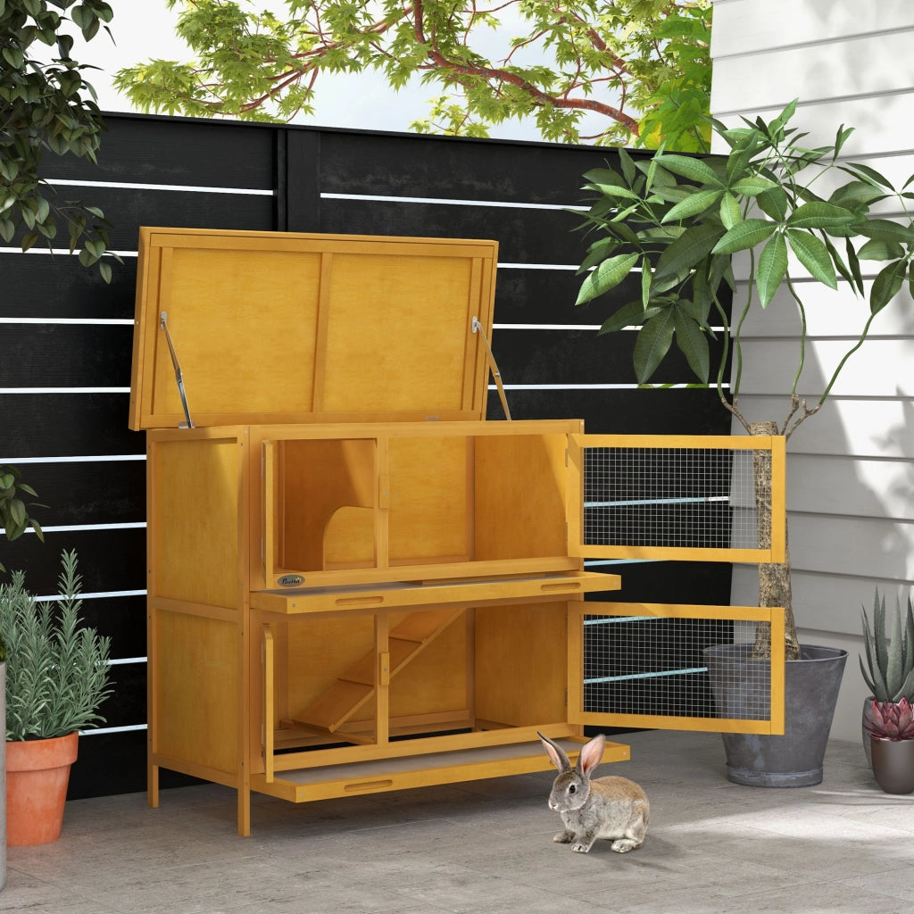 Armadio per conigli ¨C zephmum ¨C 97x44x91 cm, giallo, legno di abete
