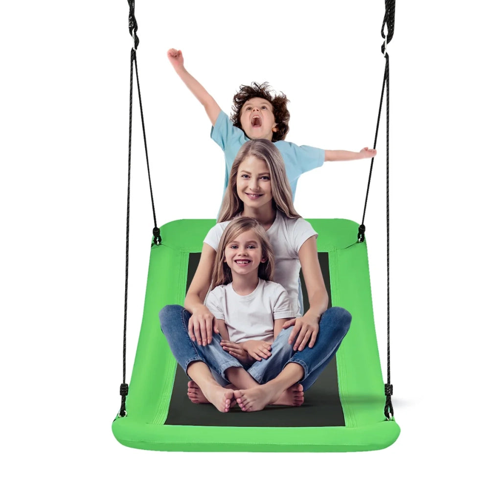 Altalena a nido d'uccello rettangolare 83 x 155 cm con corde regolabili per bambini design luminoso in tessuto oxford verde 20_0010525