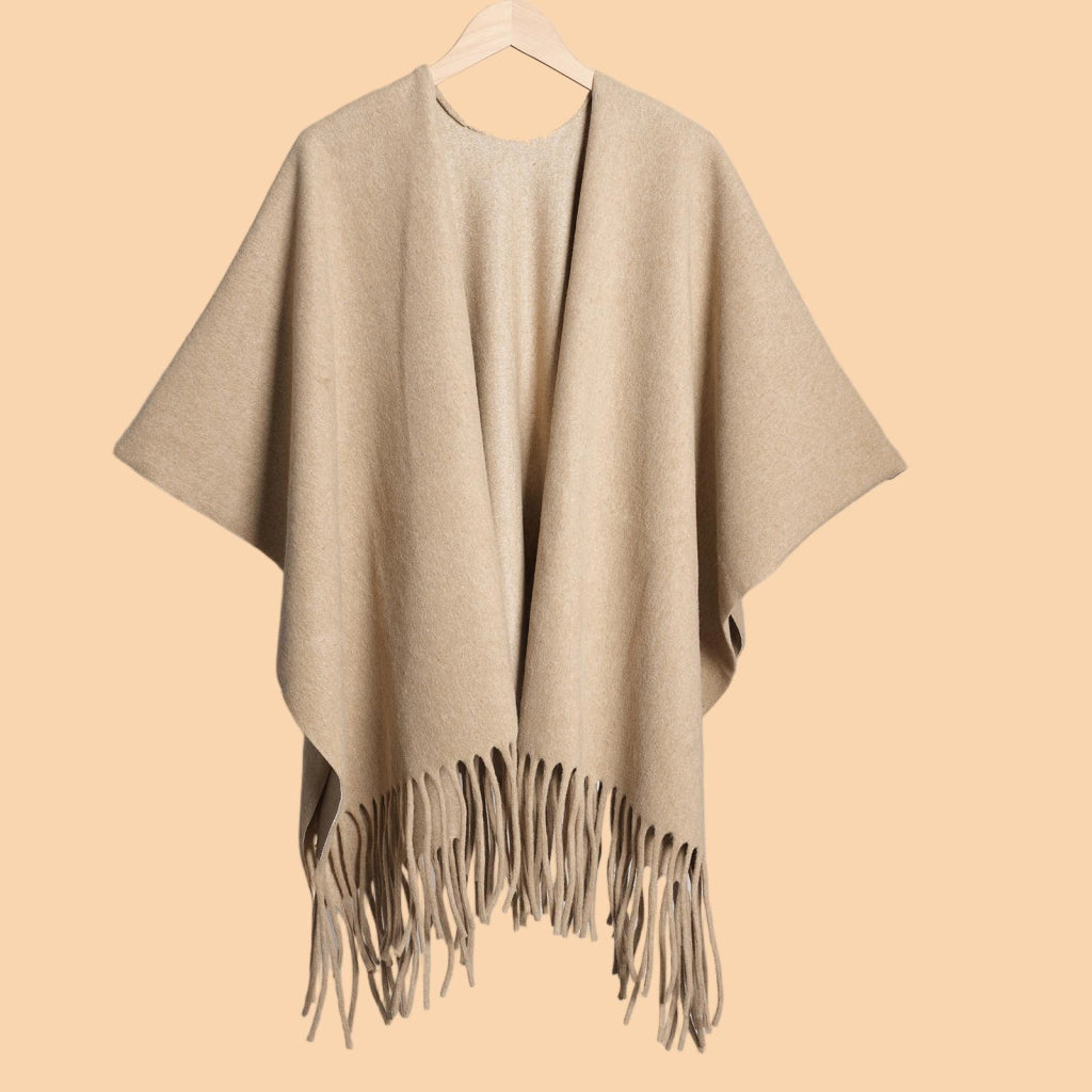 Sciarpa da donna classica, versatile, a tinta unita, spessa, con nappe e ampia, calda.