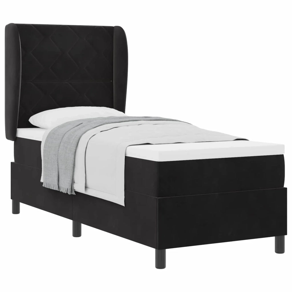 Letto a molle con materasso Nero 200 x 80 cm Poliestere 3340954