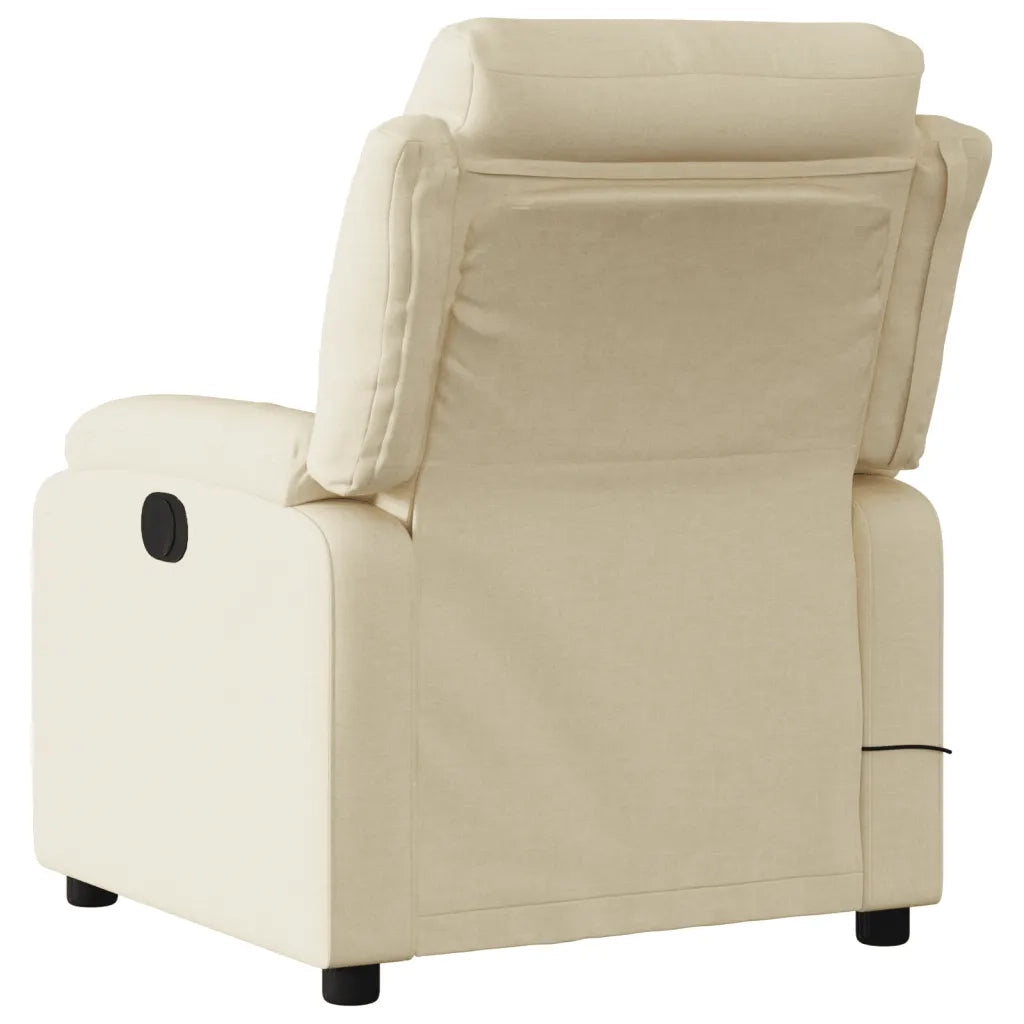 Poltrona Reclinabile Massaggiante | Sedia Relax Elettrica Crema in Tessuto