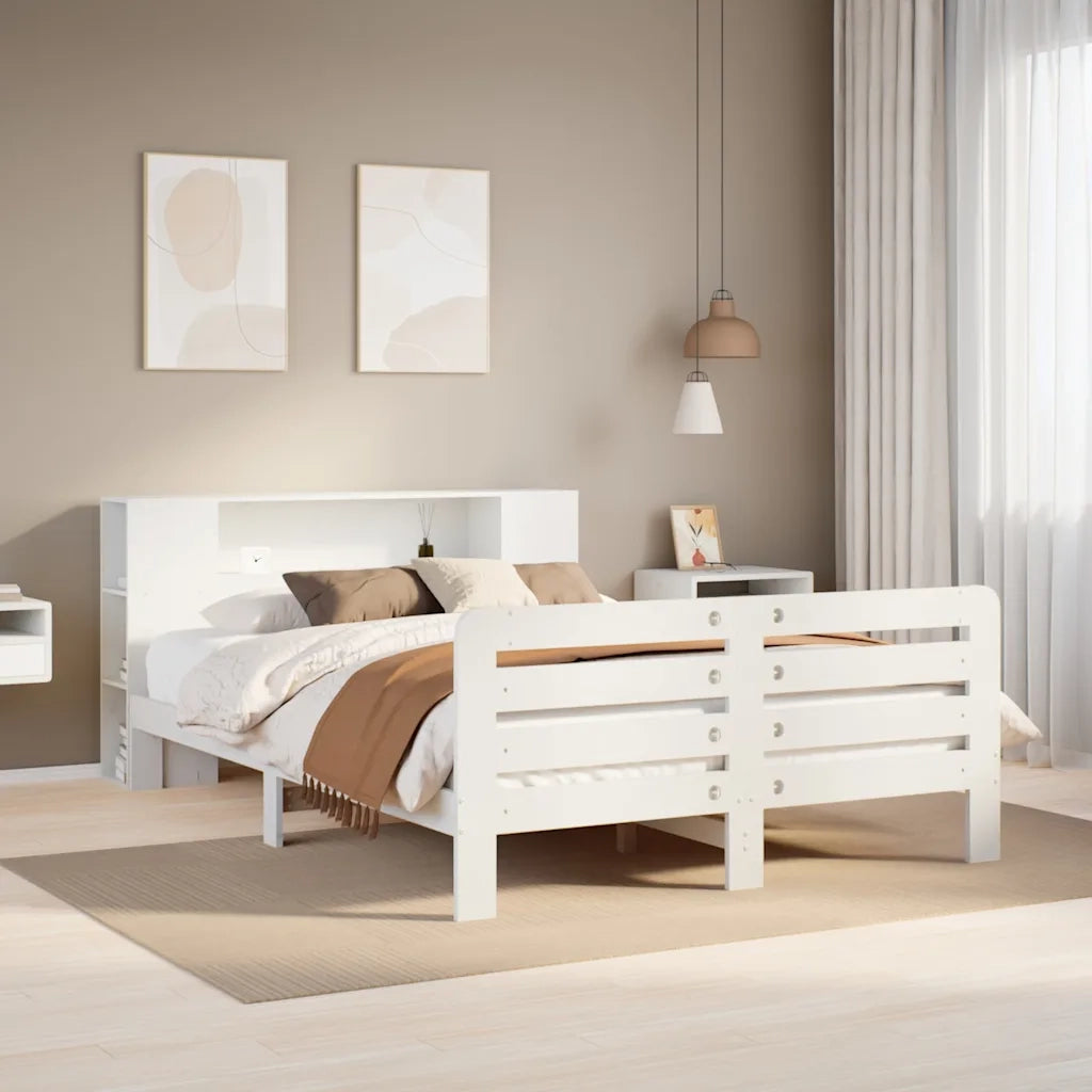 Letto senza Materasso Bianco 140x190 cm Legno Massello di Pino 3309900
