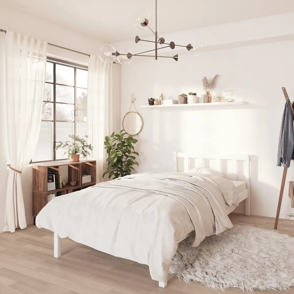 Giroletto-Struttura Letto in Legno Massello Bianco 75x190 cm Small Single 703103