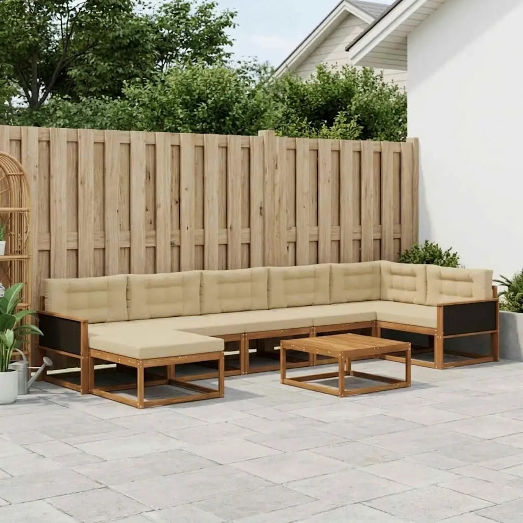 Set di divani da esterno con cuscino 8 pcs Naturale e Beige 3382756