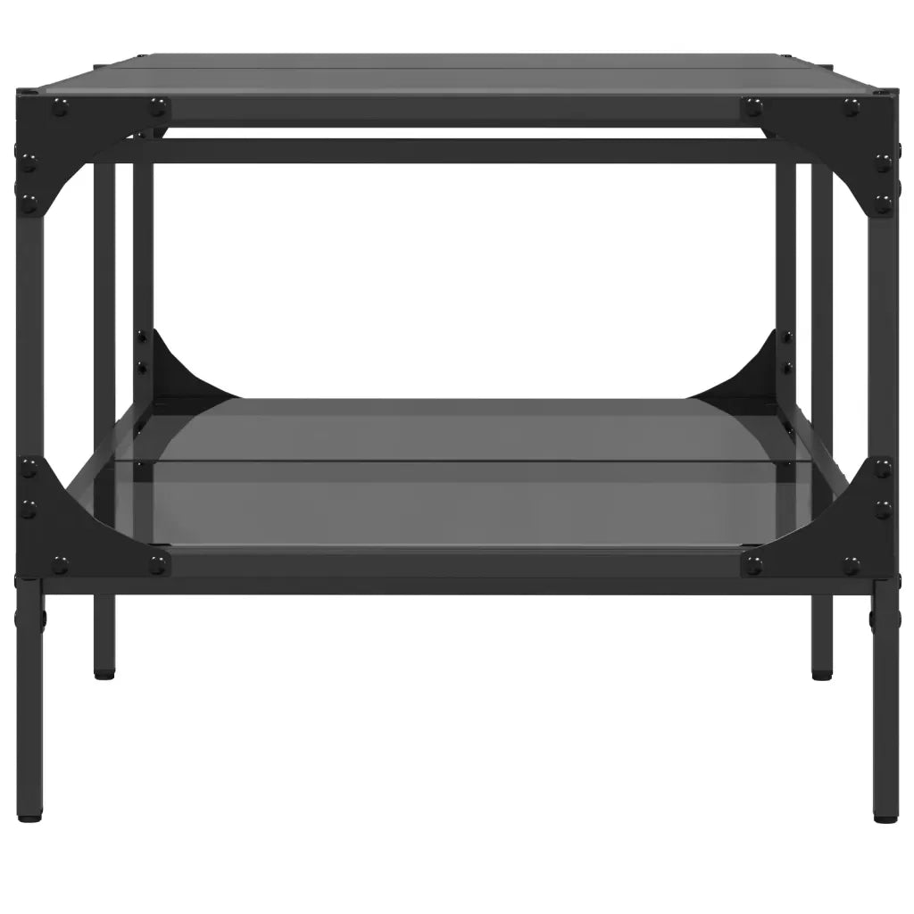 Tavolino con Piano in Vetro-Tavolino da soggiorno-Tavolo Nero 98,5x50x45 cm Acciaio 560701