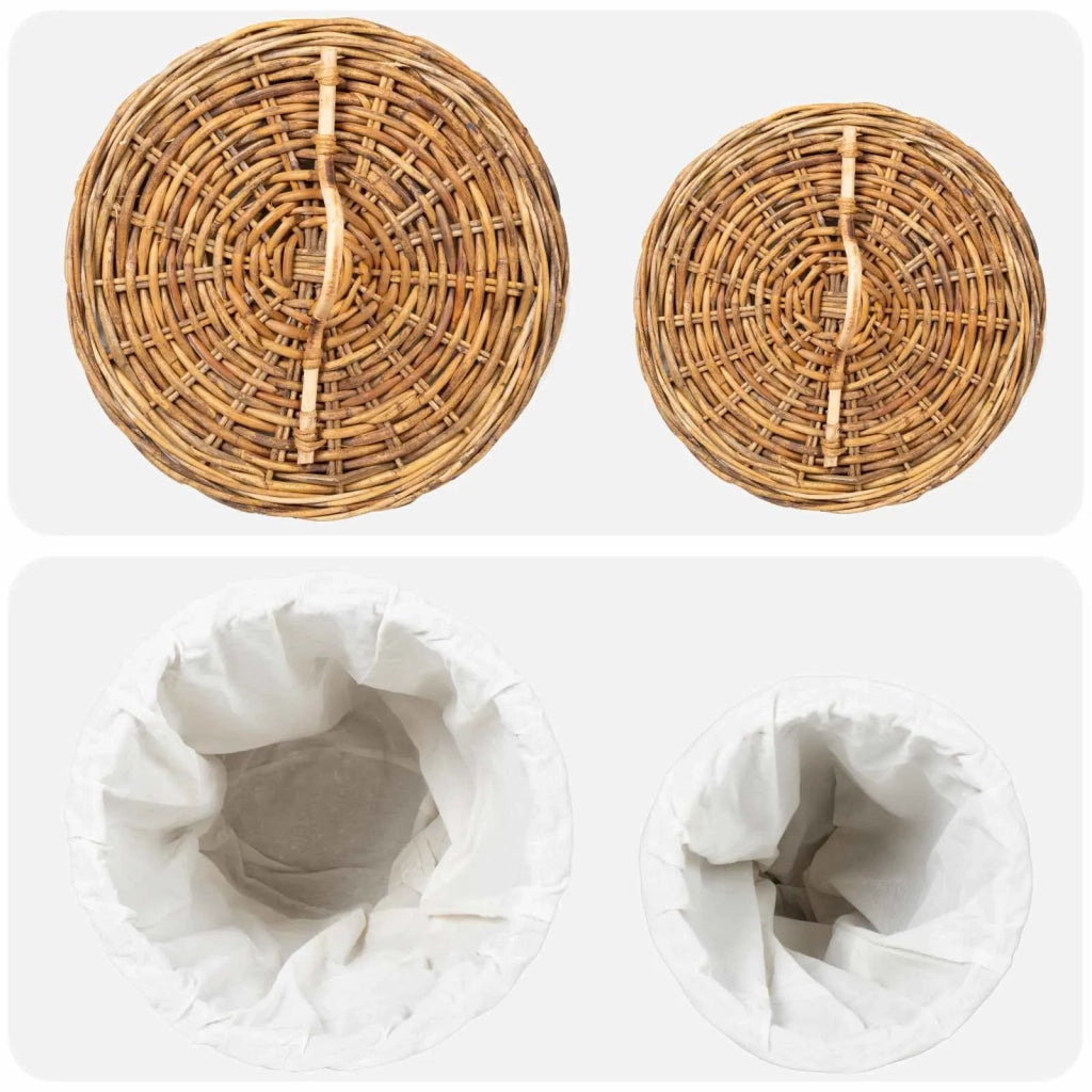 Cesto per Lavanderia 2 pz Marrone Rattan Kubu CFW9645021