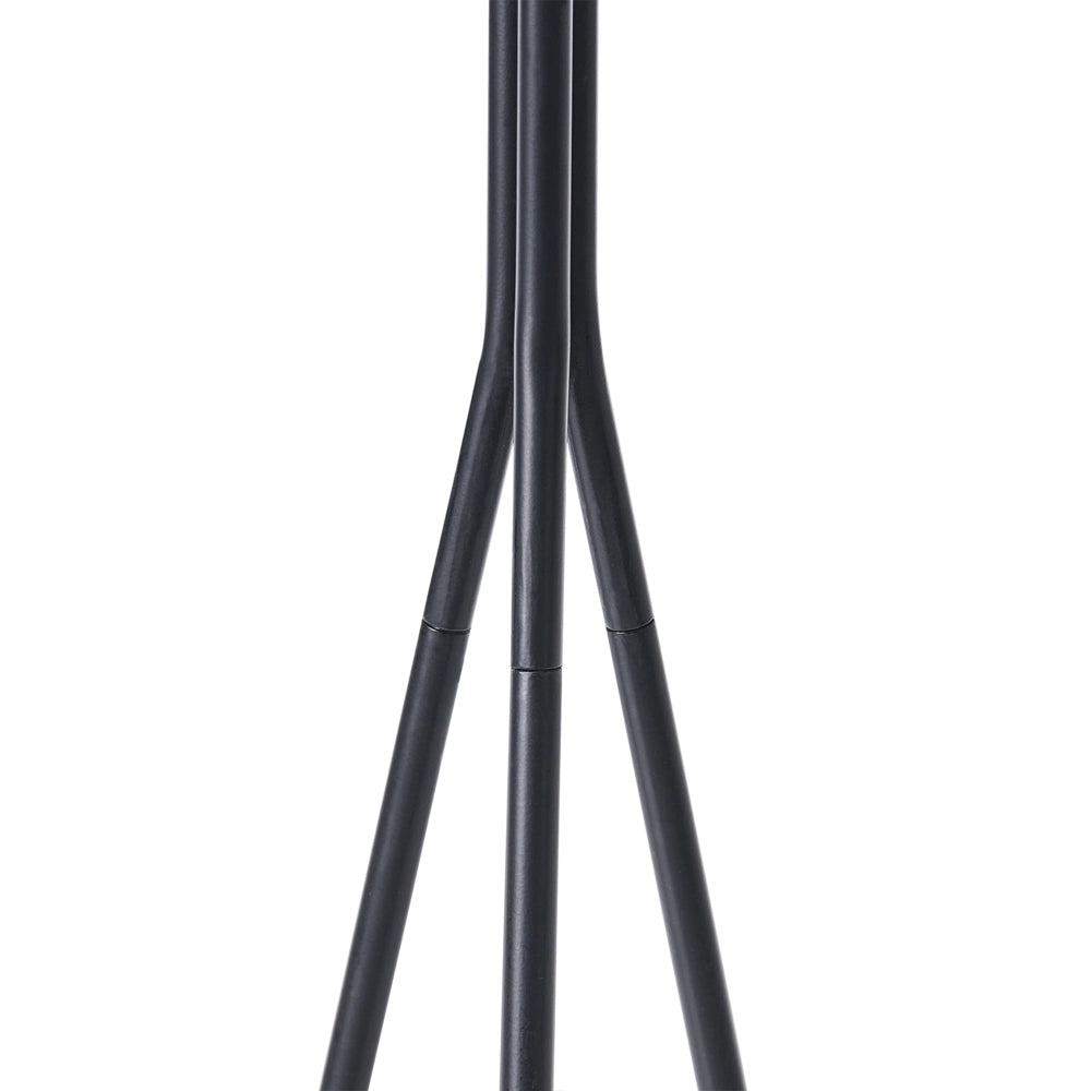 Appendiabiti in acciaio nero, 176 cm, appendiabiti da terra con dettagli in legno e 6 ganci, moderno per ingresso