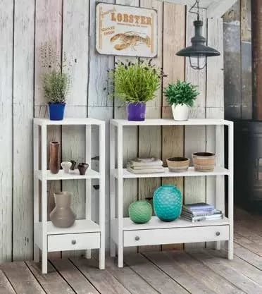 Libreria laccata bianca con cassetto 90x32x105 (732) - Mobili 2G
