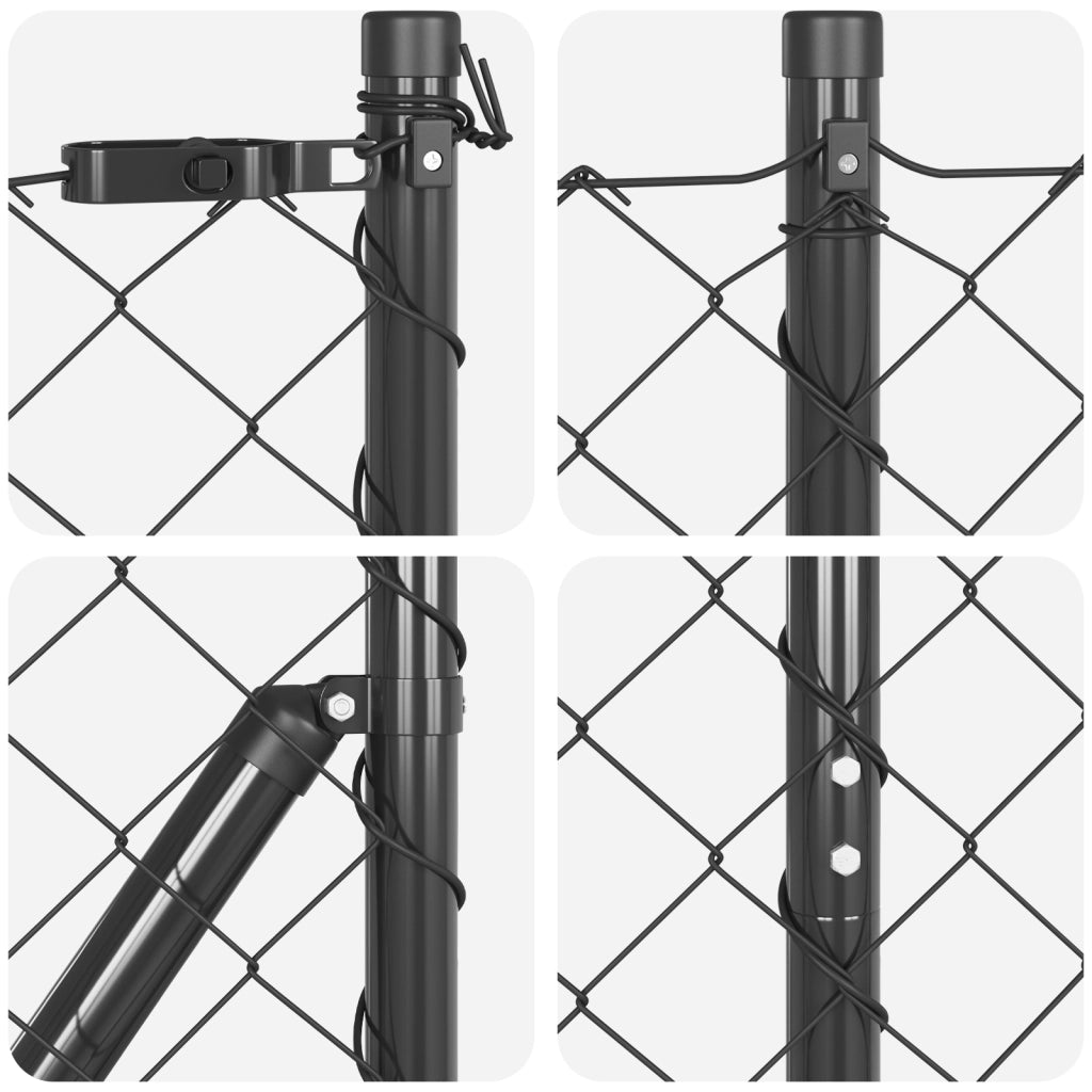 Recinzione a Catena con 7 Posti a Punta 1.6x10 m in Acciaio Galvanizzato
