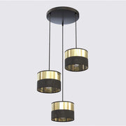 Lampada a sospensione Lux in acciaio bicolore nero opaco e oro