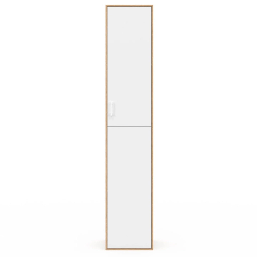 IDMarket - SYLVIA 180 cm bianco e legno mobile multifunzionale per ufficio 1 anta 3 ripiani