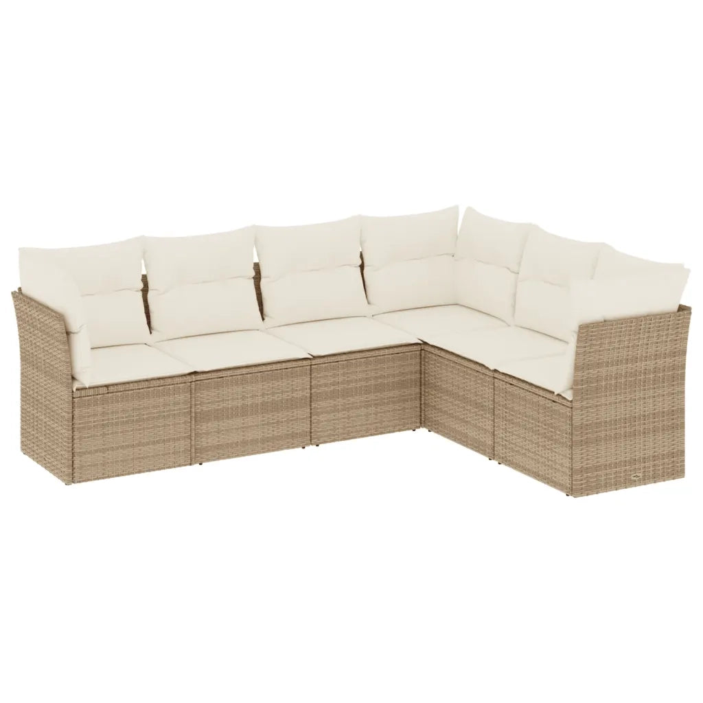 Set Divano da Giardino 6 pz con Cuscini Beige in Polyrattan 3217678