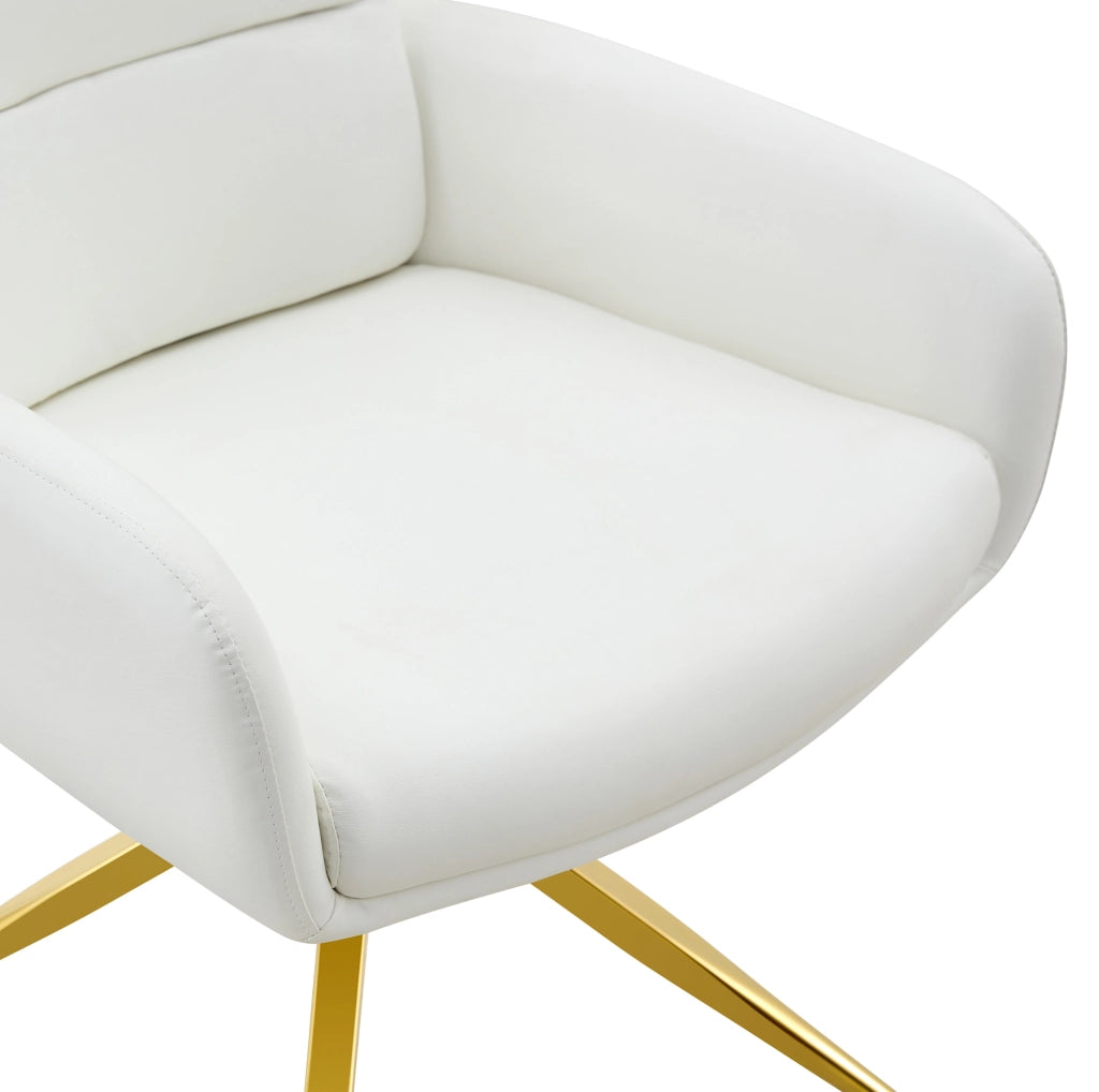 Set tavolo rotondo in vetro e 2 sedie girevoli bianco oro