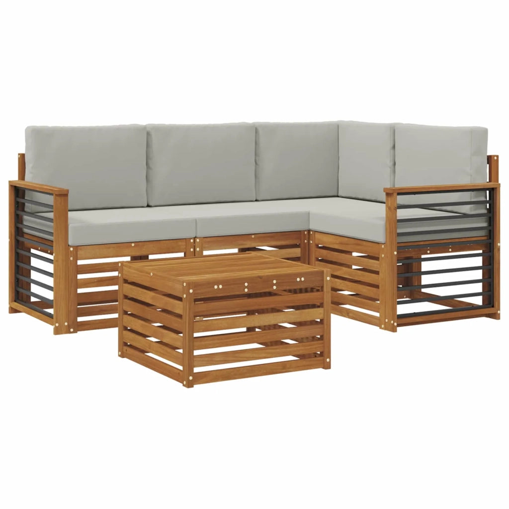 Set di divani da esterno 5 pcs Grigio Naturale e Chiaro 3374781