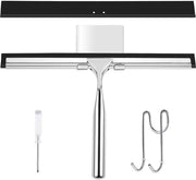 Douchewisser in acciaio inossidabile 25CM, con 2 labbra in silicone, Raamwisser con gancio autoadesivo, Senza perforazione, Utilizzabile per pulire le finestre delle docce, cucine, finestre e vetri delle auto.