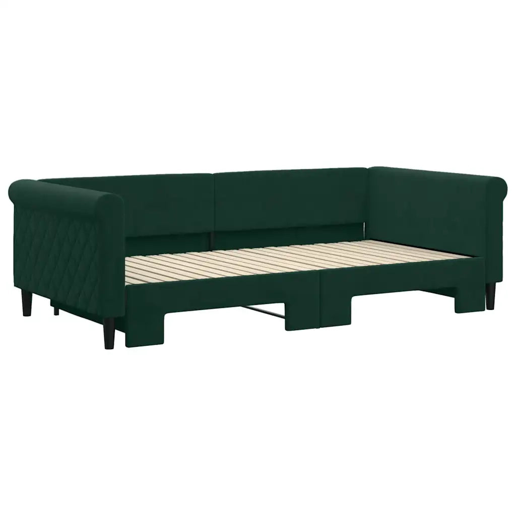Divano Letto con Letto Estraibile Verde Scuro 100x200cm Velluto 3197780