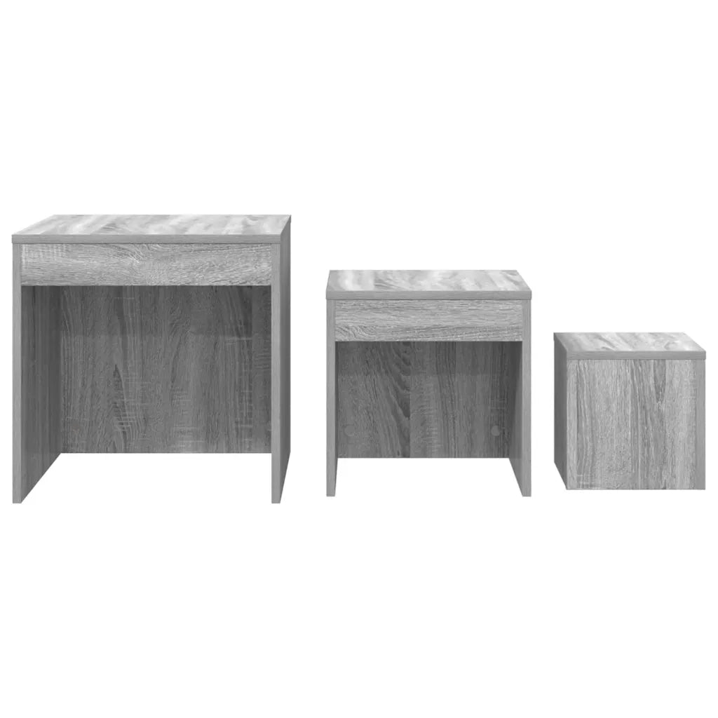 Tavolini Impilabili 3 pz Grigio Sonoma in Legno Multistrato 815226