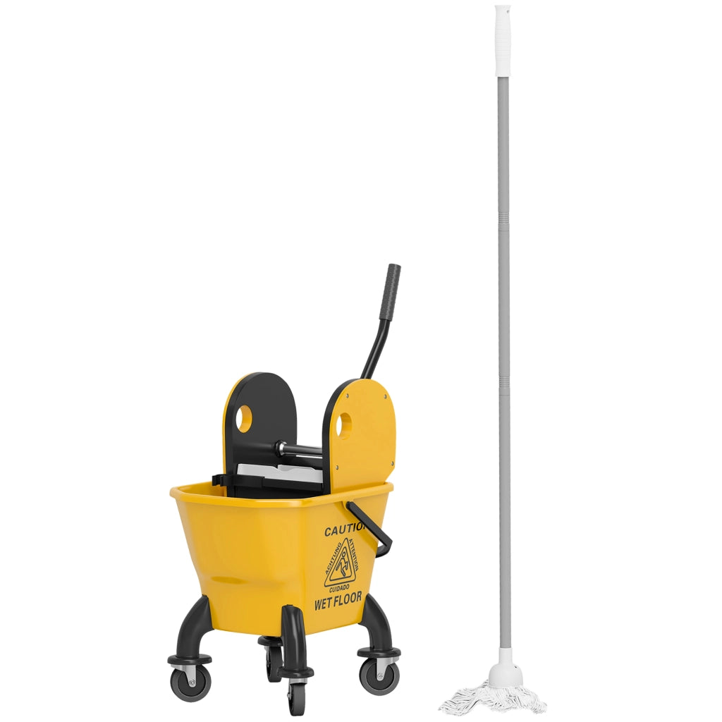 Secchio Strizzatore con Ruote e Fregona Inclusa ¨C Zephmum ¨C Giallo 26L