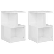 Comodini 2pz Bianco Lucido 35x35x55 cm in Legno Multistrato 806359