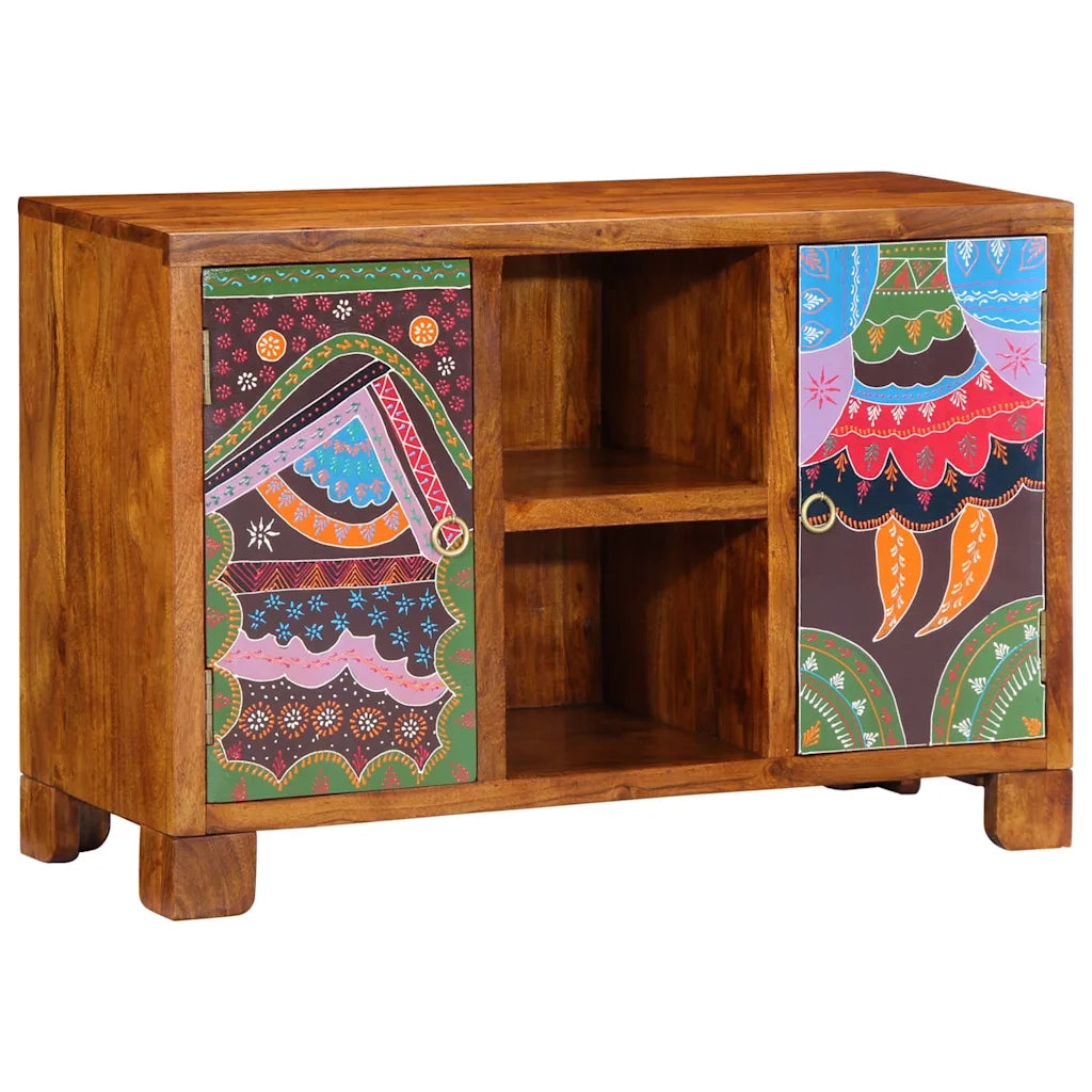 vidaXL Credenza Multicolore 90x35x60 in Legno Massello di Acacia