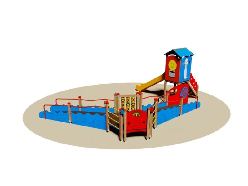 Struttura gioco Play Center 1002 Giochipark legno pino nordico H134cm PE/VTR - Polietilene colorato