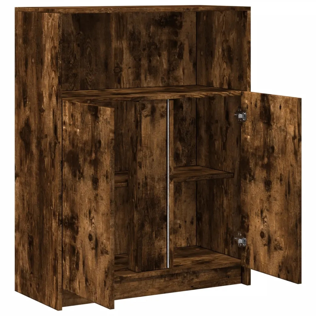 Credenza | Madia | Buffet da pranzo | Armadio da pranzo con LED Rovere Fumo 77x34x100 cm in Legno Multistrato