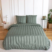 Completo letto in poliestere effetto satinato a righe sottili 2 posti