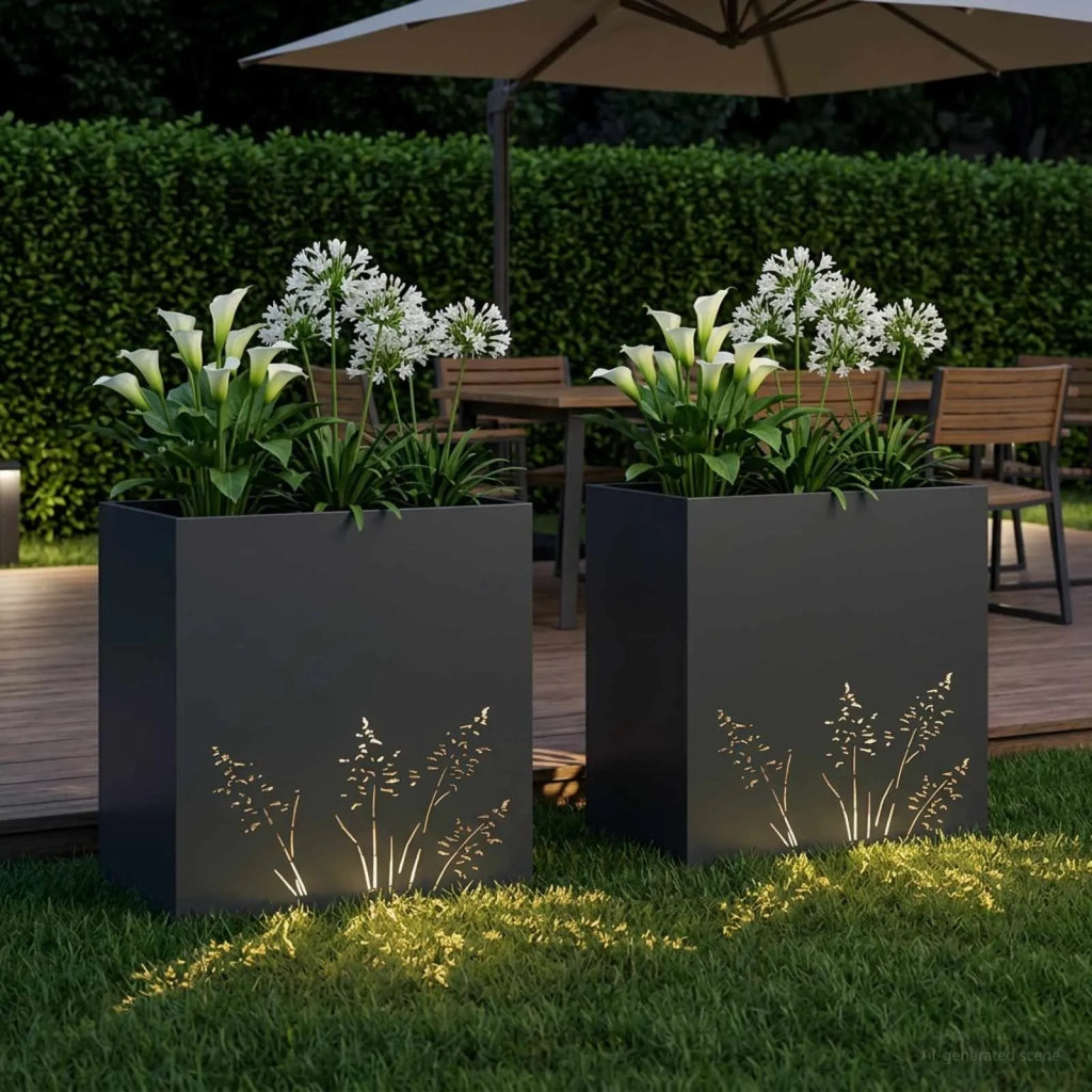 Vaso da giardino 2 pz Nero 50 x 30 x 49 cm 8005807