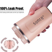 Tazza di caffè in acciaio inossidabile per portare con sé, impermeabile, con coperchio, tazza di caffè riciclabile, beverino termico per uso in viaggio, ecosostenibile, corallo rosa, 380 ml