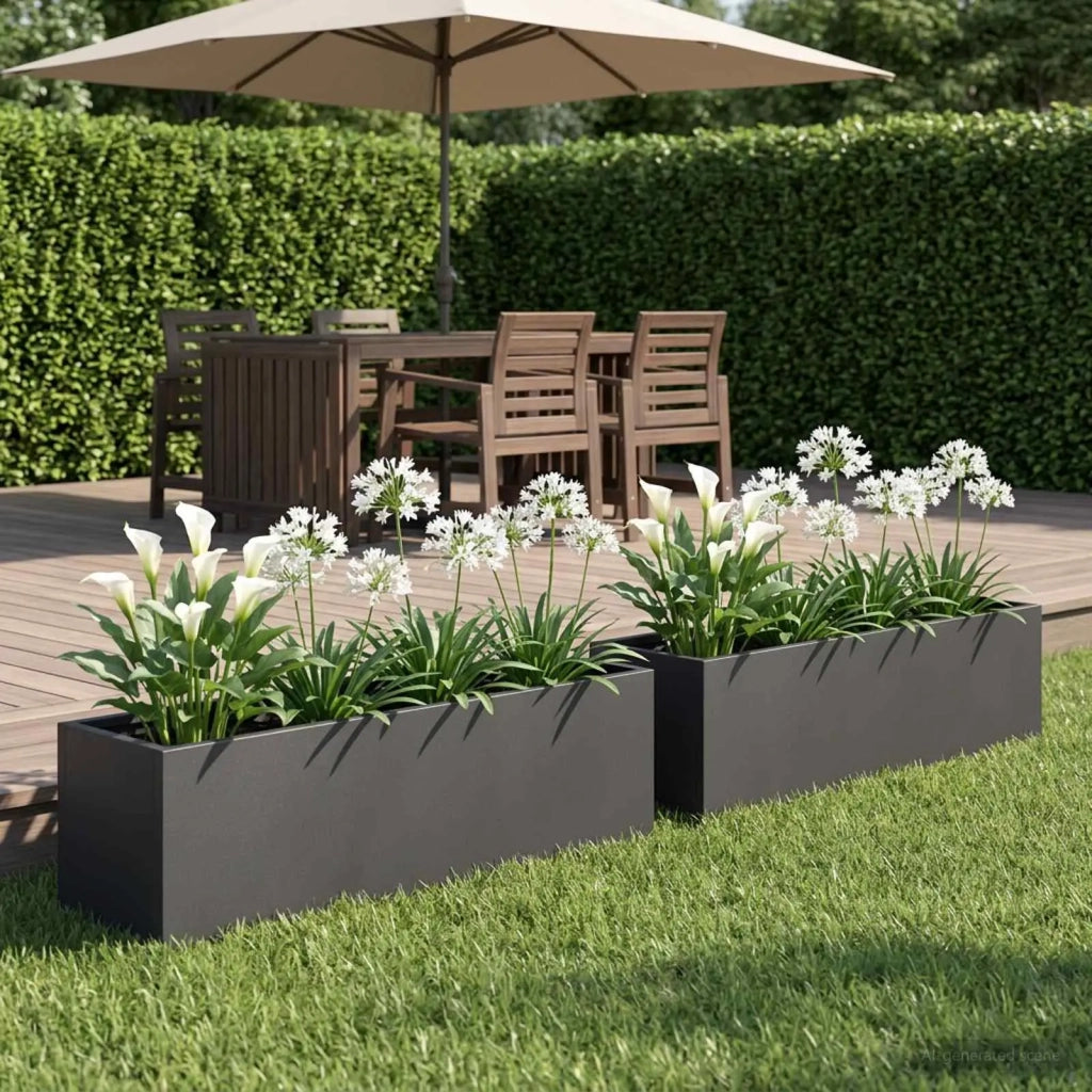 Vaso da giardino 2 pz Nero 80 x 20 x 20 cm 8005163