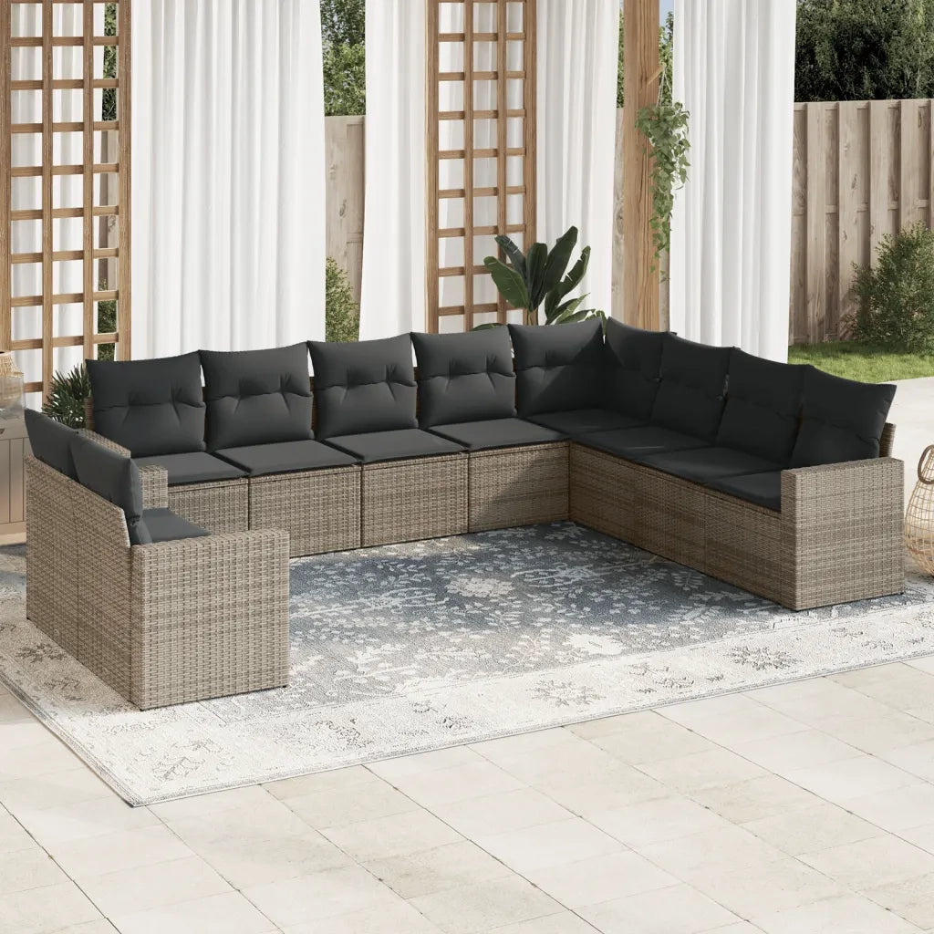 Set Divano da Giardino 10 pz con Cuscini Grigio in Polyrattancod mxl 87340