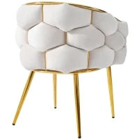 Sedia Imbottita in Velluto con Protezione per la Schiena, Gambe Anteriori Regolabili, di Lusso, 50×47×80 cm, Beige