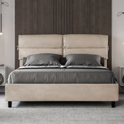 Letto matrimoniale senza rete imbottito 160x190 microfibra sabbia Nandy