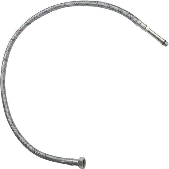 Connettore a vite flessibile femmina 3/8" - connettore maschio M10 - lunghezza 800 mm - materiale gomma/acciaio inossidabile - pressione massima 1 MPa - diametro interno 8 mm - tubo